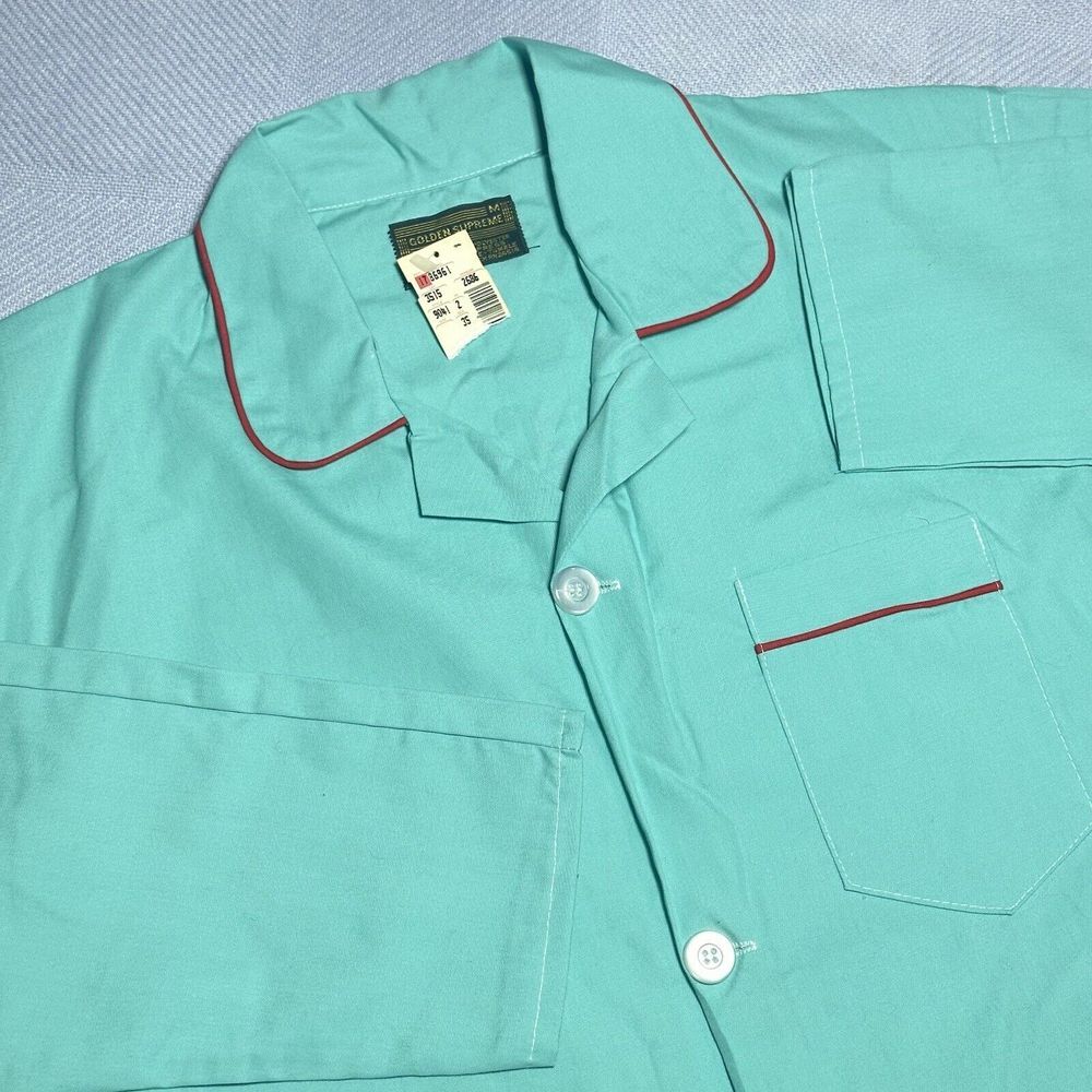 NEW Vintage Golden Supreme Mint Green Single Pocket Pajama Shirt Size Medium NWT
